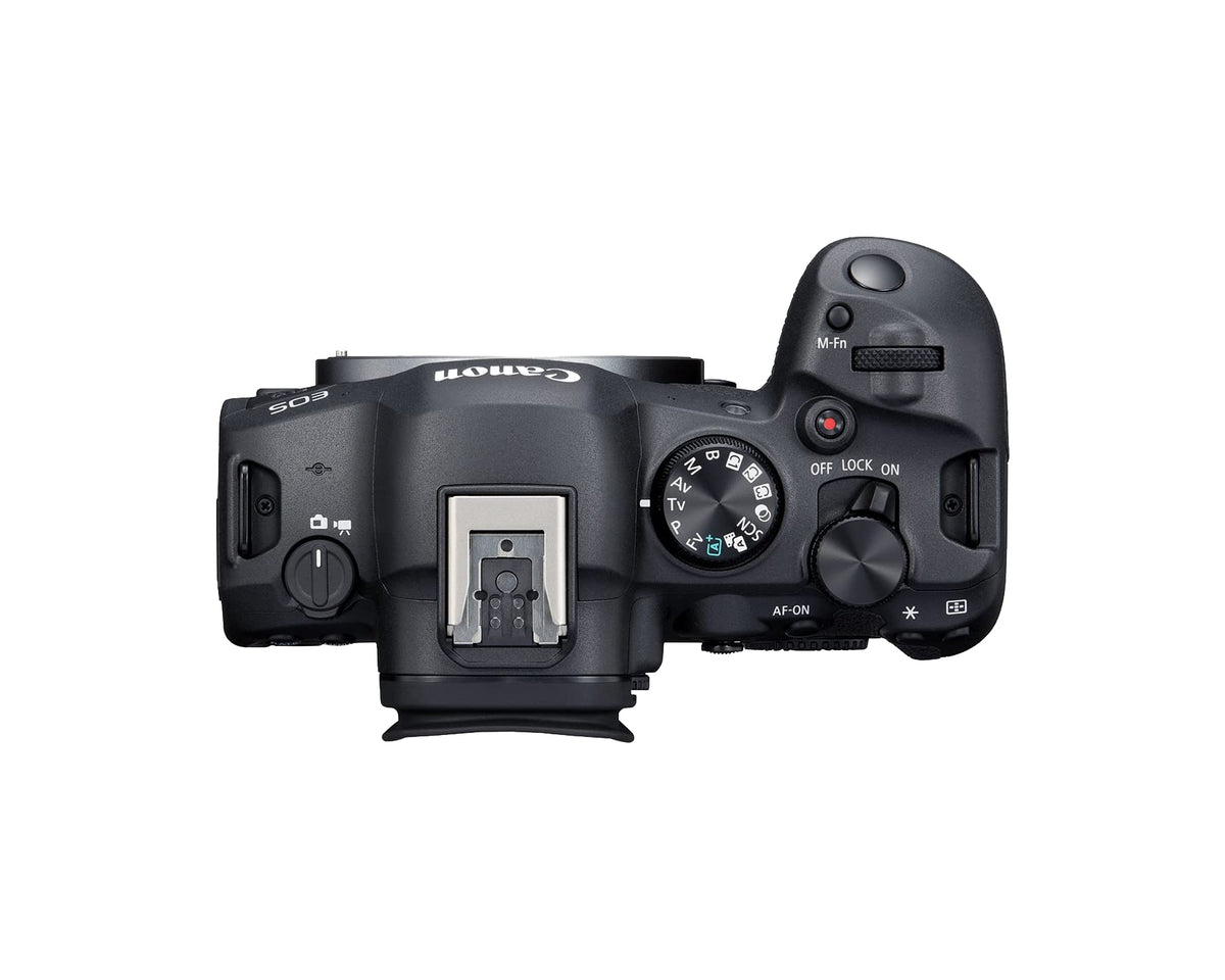 Canon EOS R6 Mark II top view with dials for precise exposure control