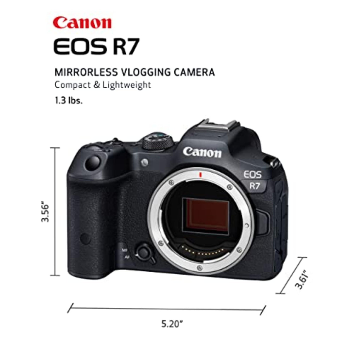 Canon EOS R7 body right side view with grip for steady handling