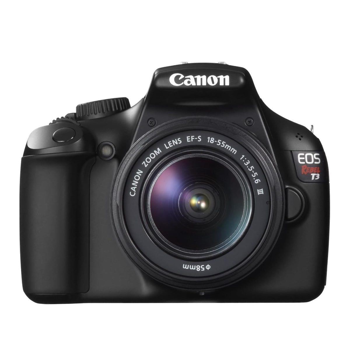 Canon EOS Rebel T3 camera front view for versatile everyday shooting.