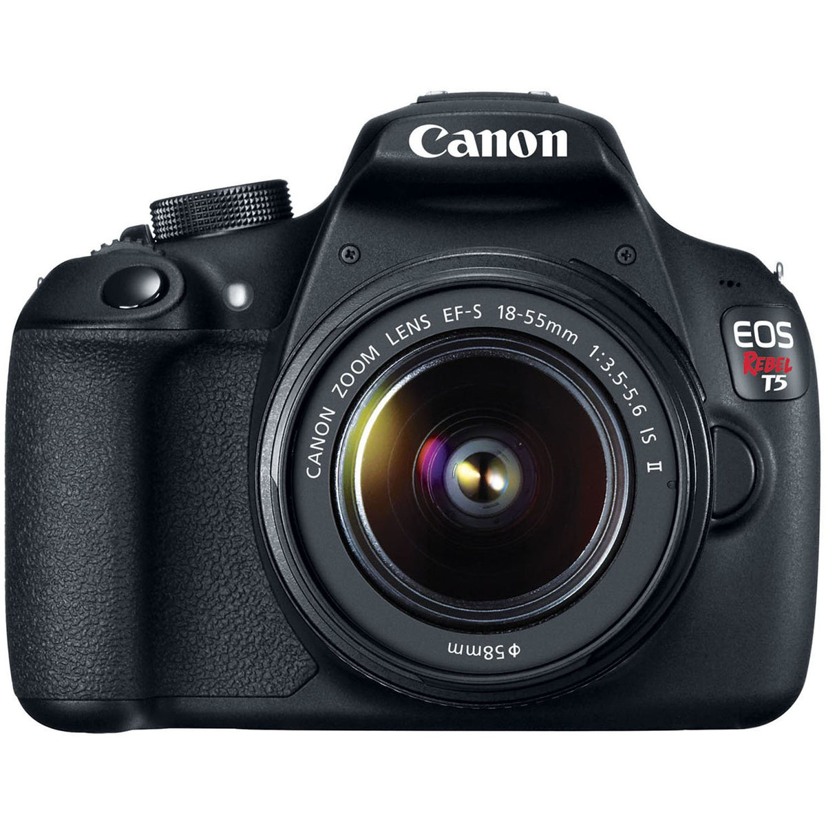 Canon EOS Rebel T5 front view highlights beginner-friendly DSLR design for easy everyday shooting