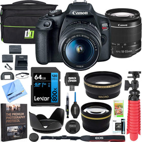 Canon EOS Rebel T7 with 18-55mm lens for versatile photography on the go.