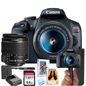 Canon EOS Rebel T7 bundle front view showing beginner-friendly DSLR design