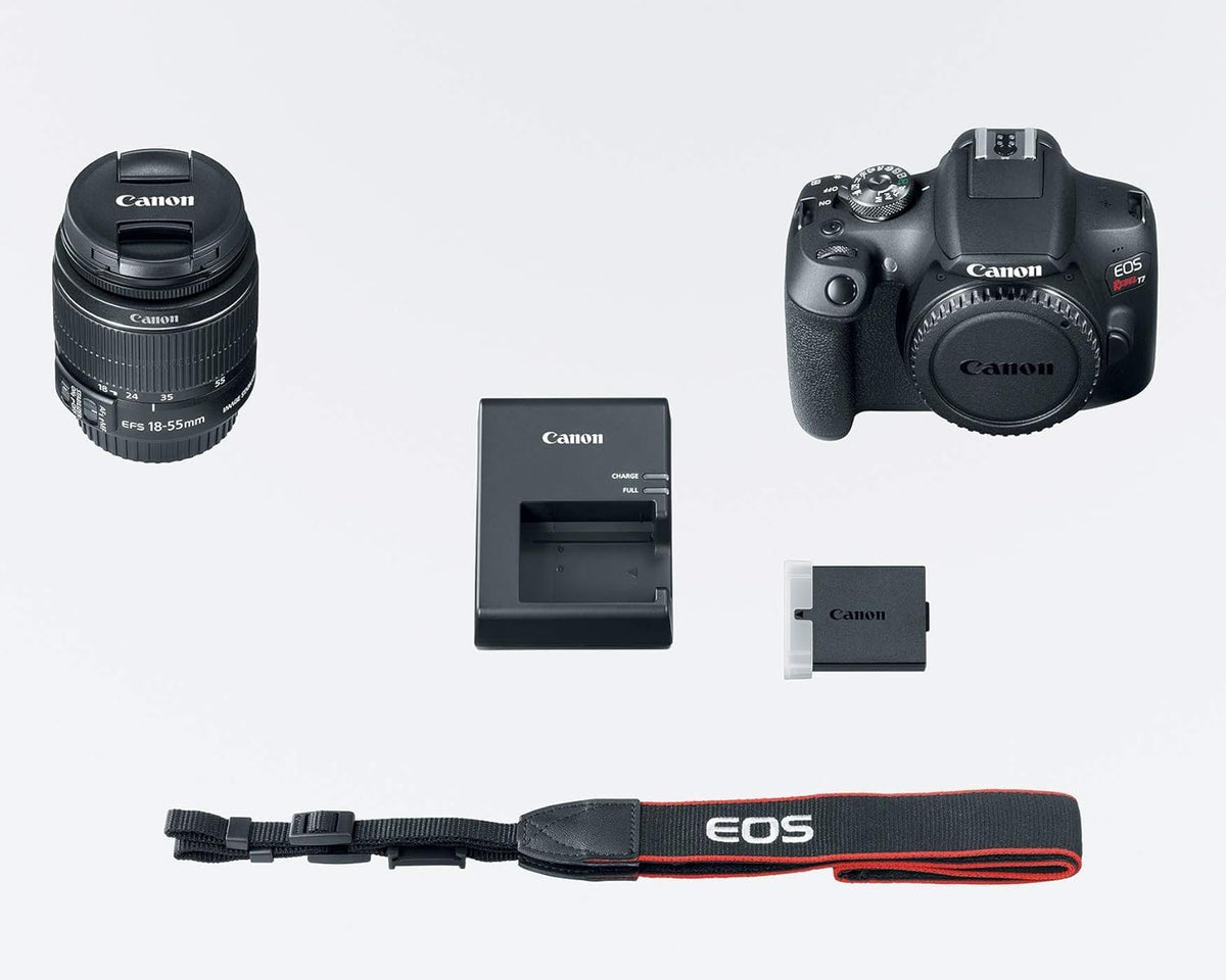 Canon EOS Rebel T7 renewed bundle image showing beginner-friendly package and value.