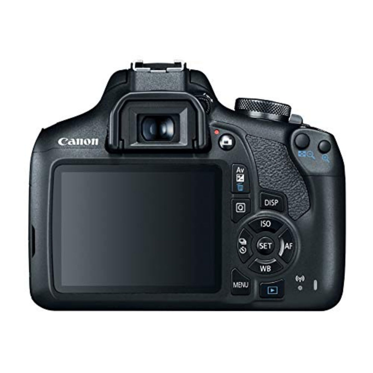 Canon EOS Rebel T7 with Wi-Fi and NFC icons, easy wireless transfers.