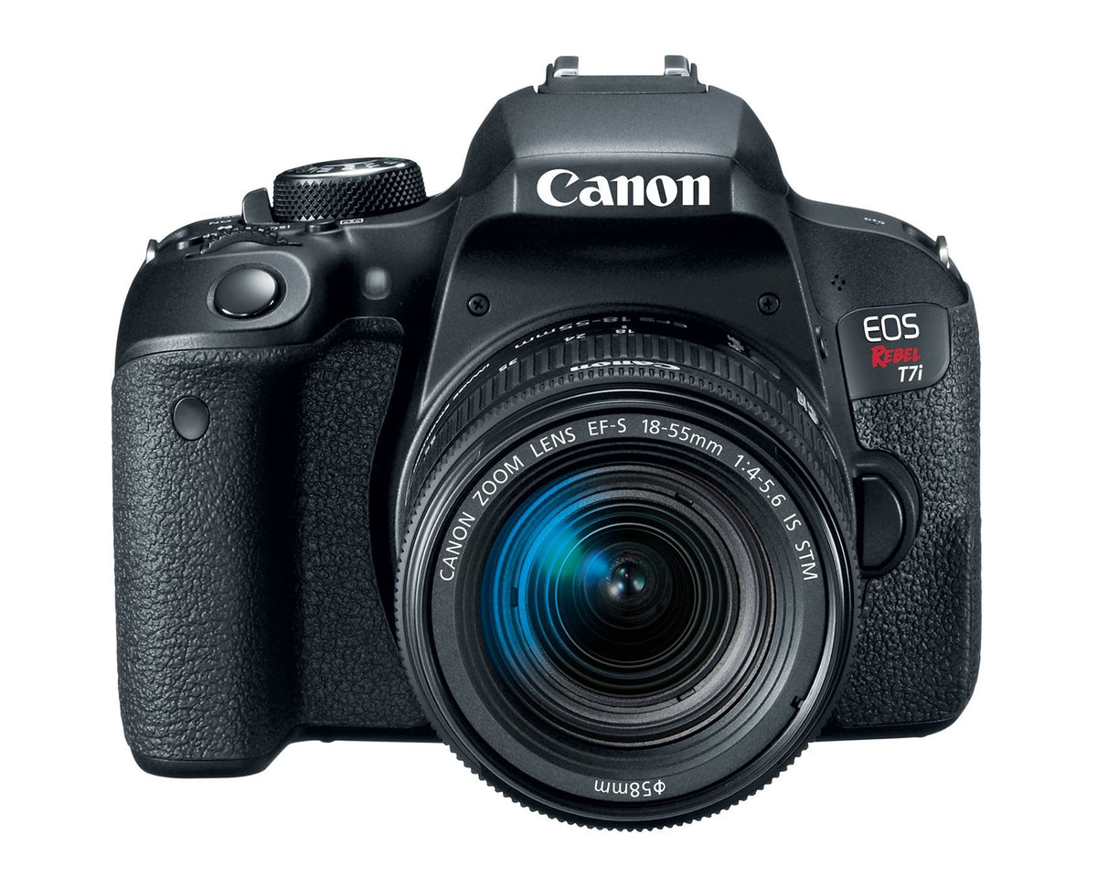 Canon EOS Rebel T7i renewed kit packaging signals refurbished value.