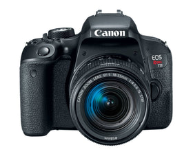 Canon EOS Rebel T7i renewed kit packaging signals refurbished value.