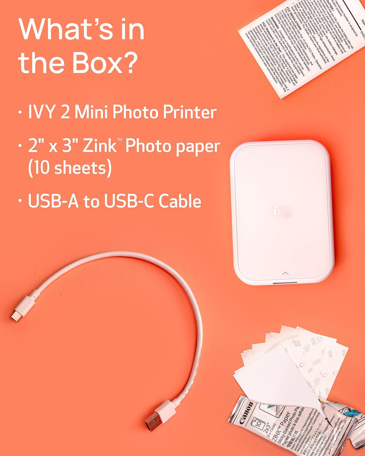 Canon Ivy 2 prints 2x3 photos ready to peel and use