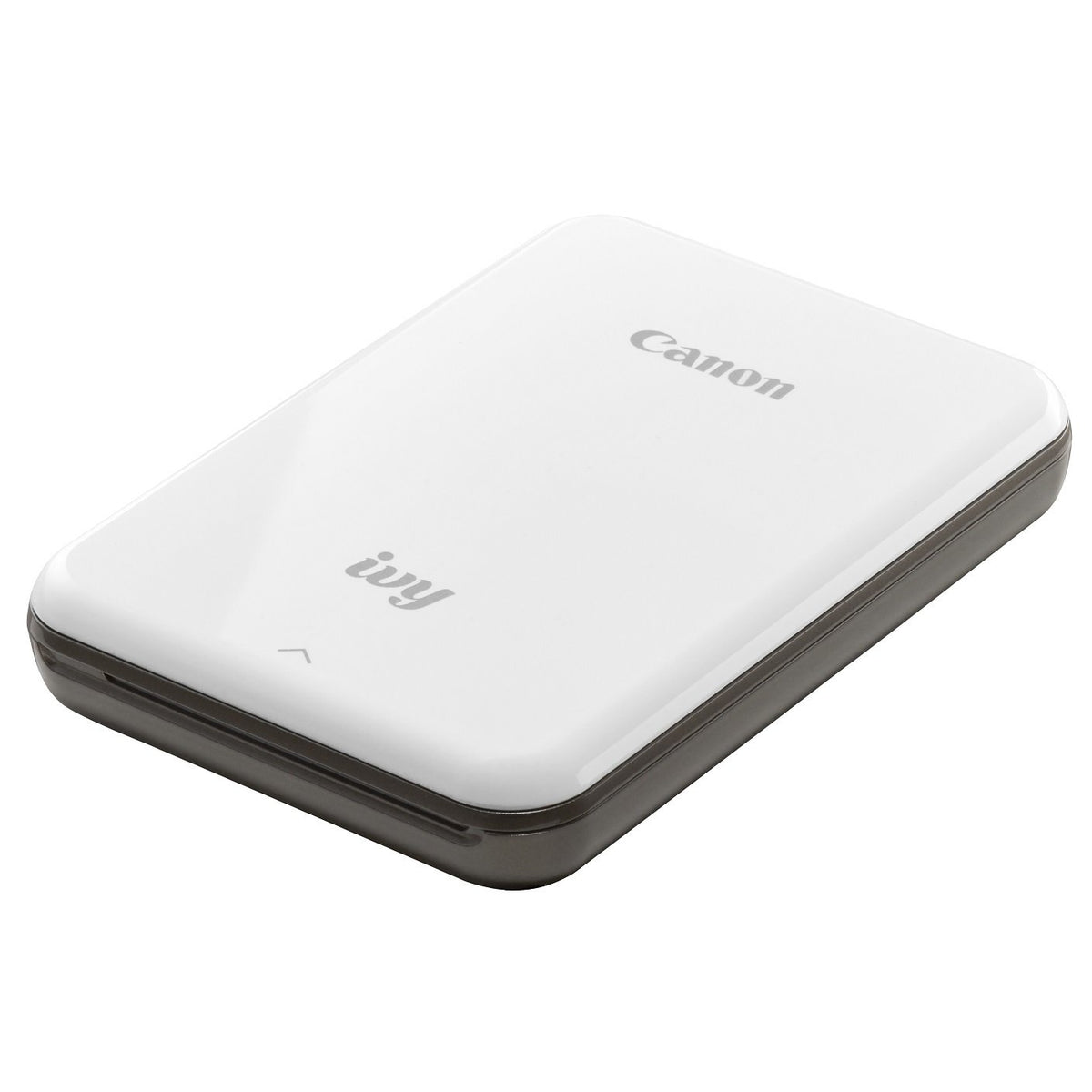 Canon IVY Mini Photo Printer in slate gray front view ready to print from your phone