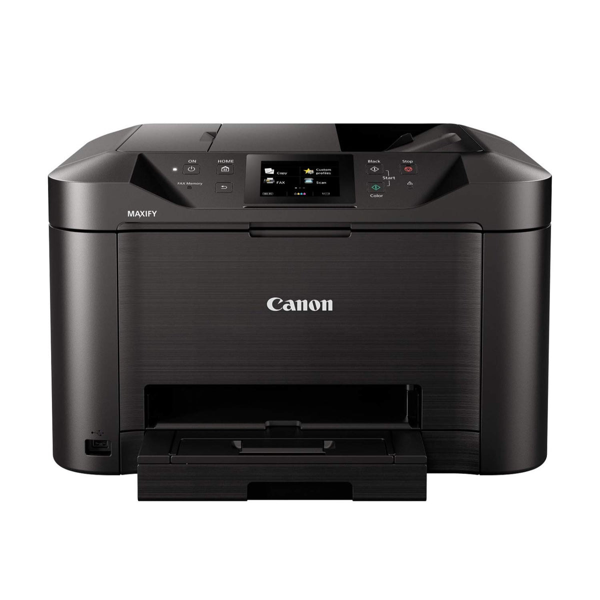 Canon MB5120 front view highlights a compact hub for efficient printing and copying in small teams.