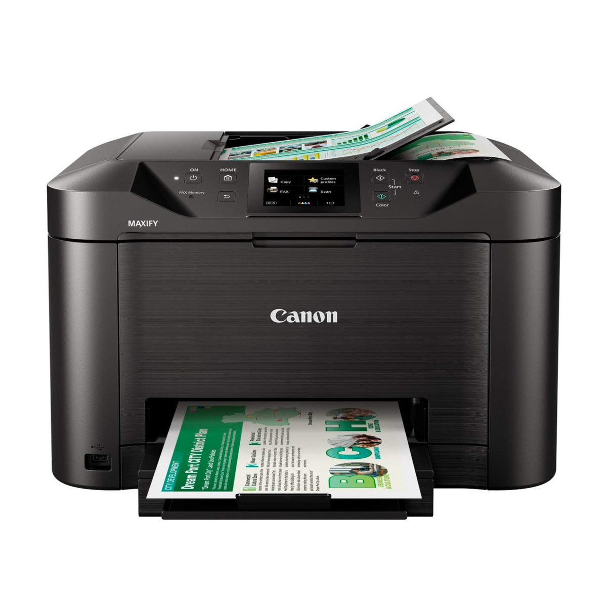 Canon MB5120 DRHD ink tanks deliver smudge-resistant, highlighter-friendly prints.