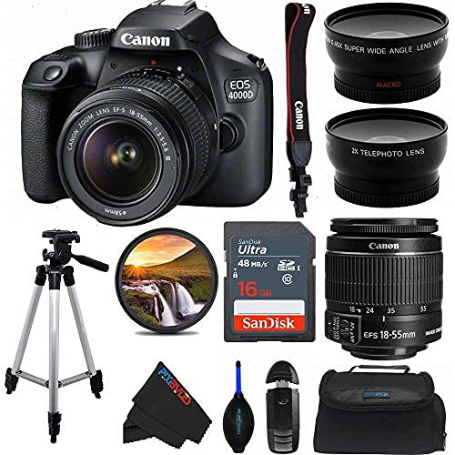Canon PixiBytes EOS 4000D with 18-55mm lens ready for vibrant, DSLR-quality photos.