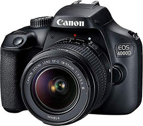 Canon PixiBytes EOS 4000D close-up of camera body and lens for precise framing.