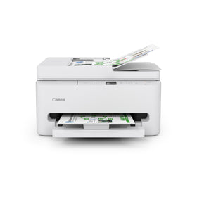 Canon PIXMA TR7120 front view highlighting compact footprint for home offices.
