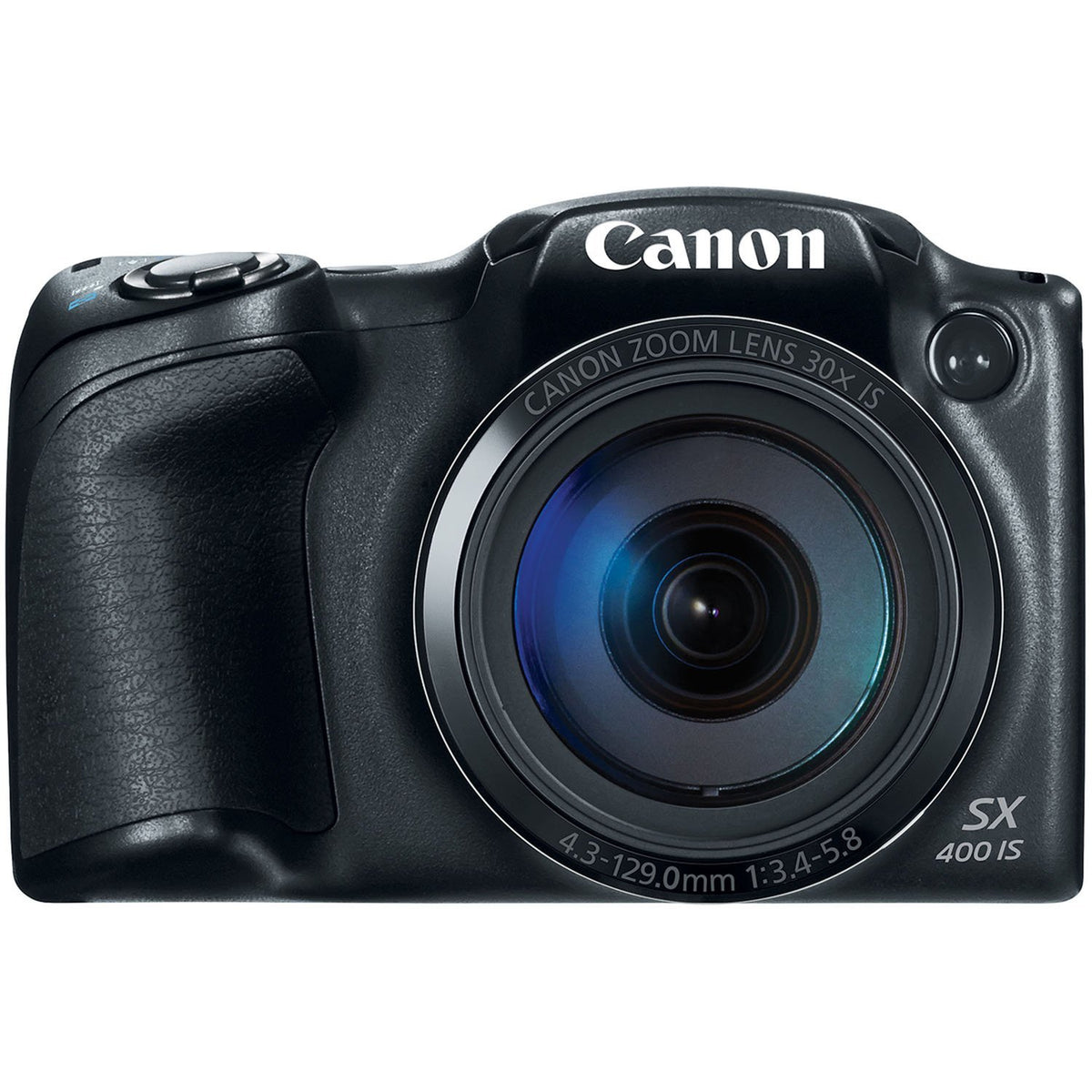 Canon PowerShot SX400 front view for travel-friendly, compact photography.