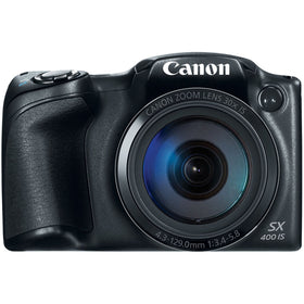 Canon PowerShot SX400 front view for travel-friendly, compact photography.