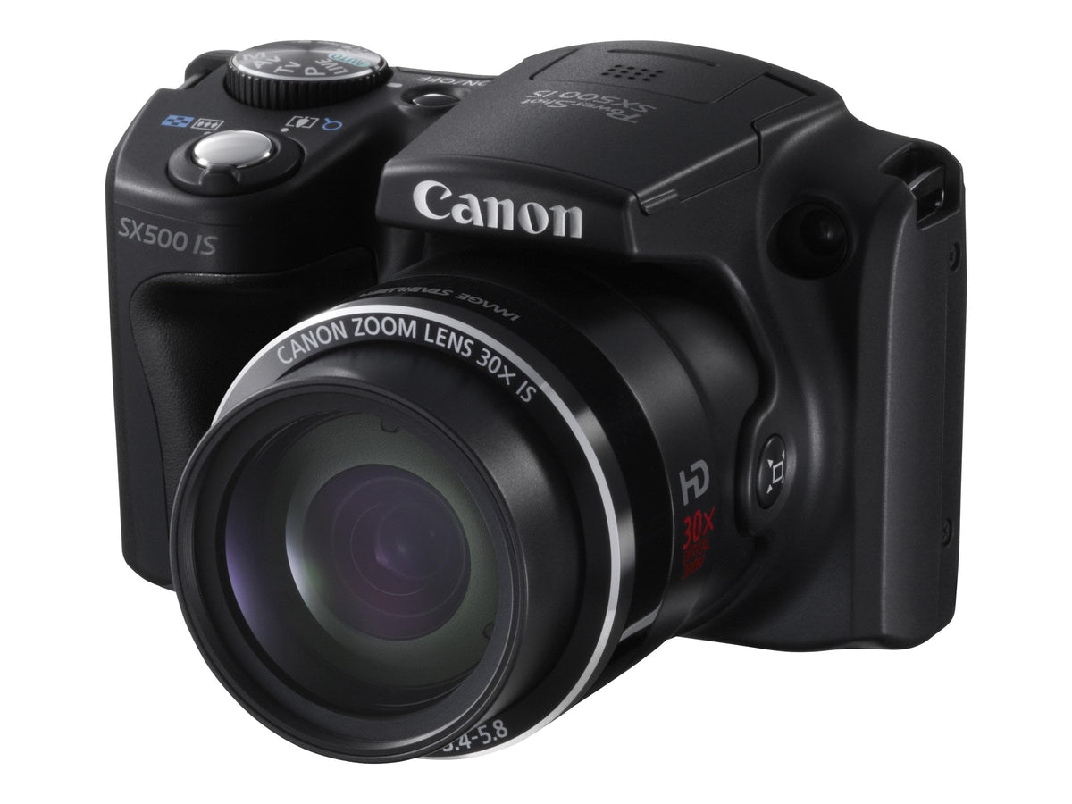 Canon PowerShot SX500 black body offers comfortable handling and discreet design.