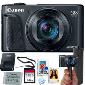 Canon Powershot SX740 HS front view in black, capturing everyday moments with clarity