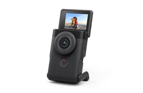 Canon PowerShot V10 front view highlighting its compact design for on-the-go vlogging