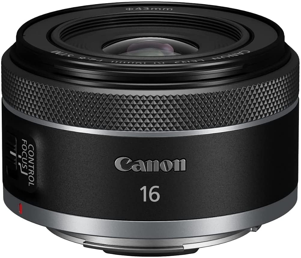 Canon RF16mm F2.8 STM close-focus lens for close subjects with context.