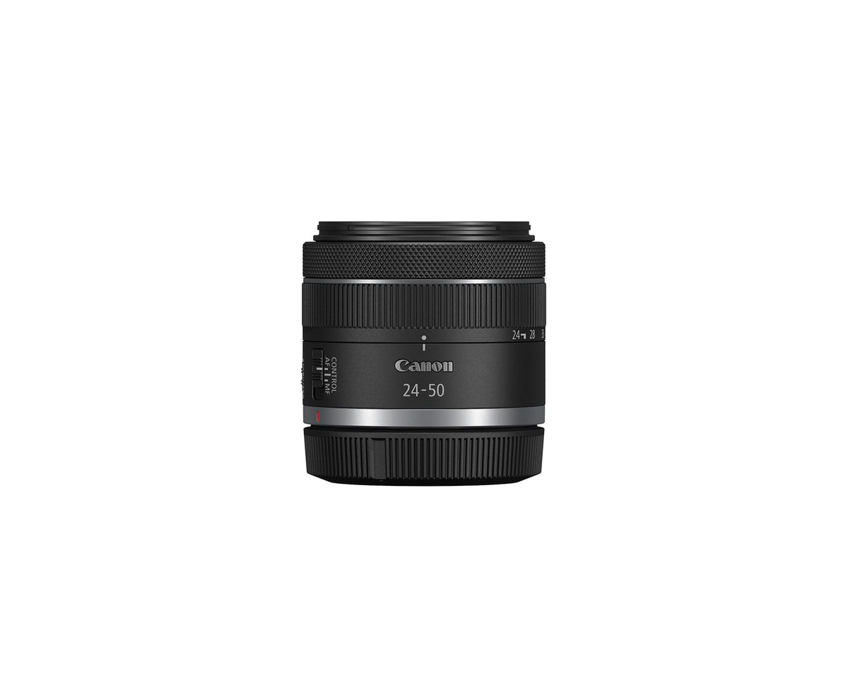 Canon RF24-50mm lens close-up glass elements reduce ghosting and flare.