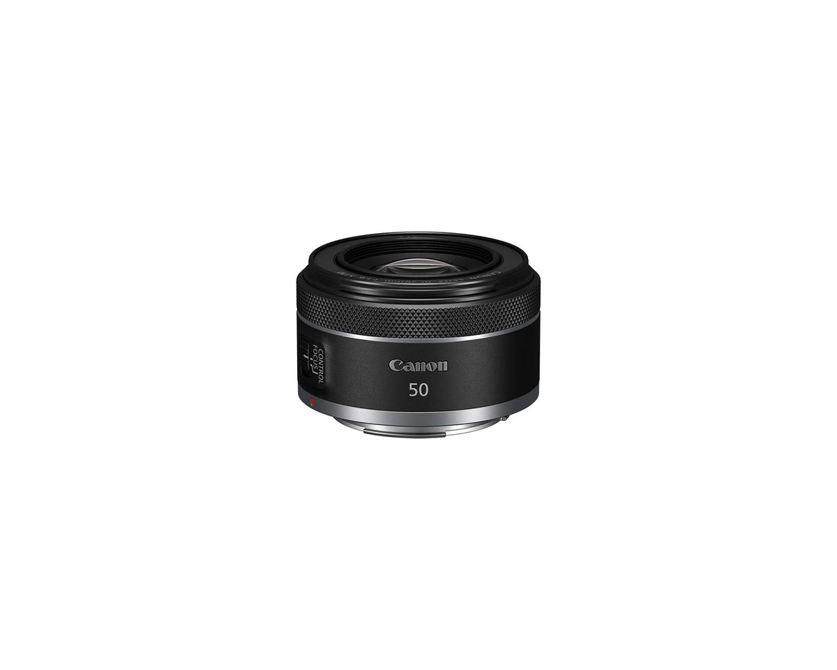 Canon RF50mm F1.8 STM front view highlighting a compact design for street photography