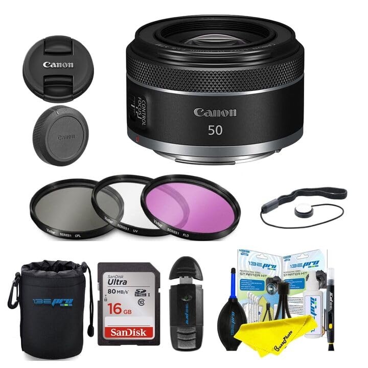 Canon RF50mm F1.8 STM lens front view for RF full-frame cameras, compact portrait tool