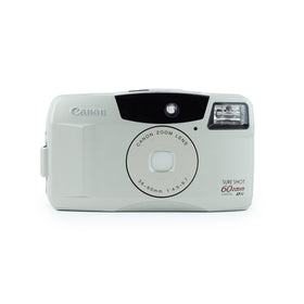 Canon Sure Shot 60 Zoom front view with built-in flash for quick daytime or low-light shots.