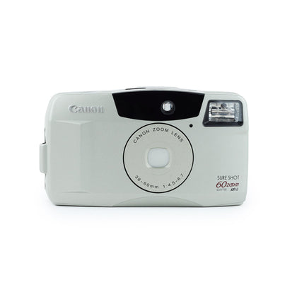 Canon Sure Shot 60 Zoom front view with built-in flash for quick daytime or low-light shots.