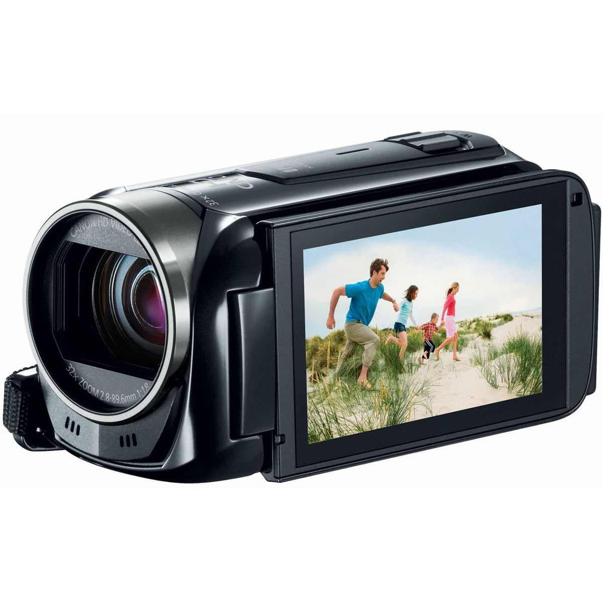 Canon VIXIA HF R500 shows steady footage with SuperRange Optical Image Stabilizer during movement.