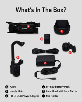 Canon XA60 infrared night mode for low-light shooting.
