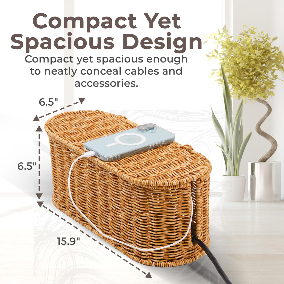 Cantalop lid detail highlighting handwoven rattan texture and stylish finish