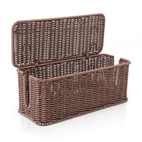 Cantalop front view showing tidy rattan box and hidden cords for cleaner spaces