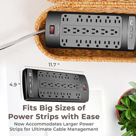 Cantalop interior with power strip installed showing neat cable organization