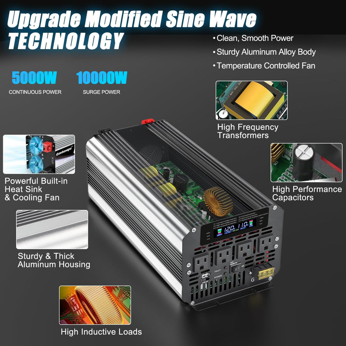Cantonape aluminum body inverter designed to endure rough environments.