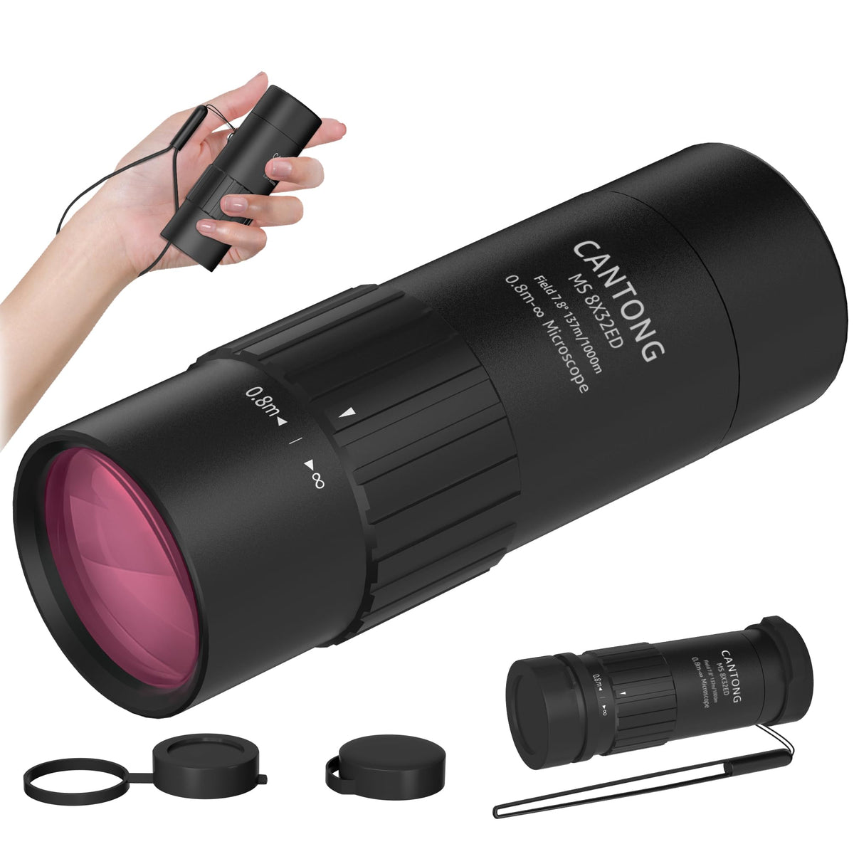 Cantong 8x32mm monocular compact design enables easy one-handed outdoor use