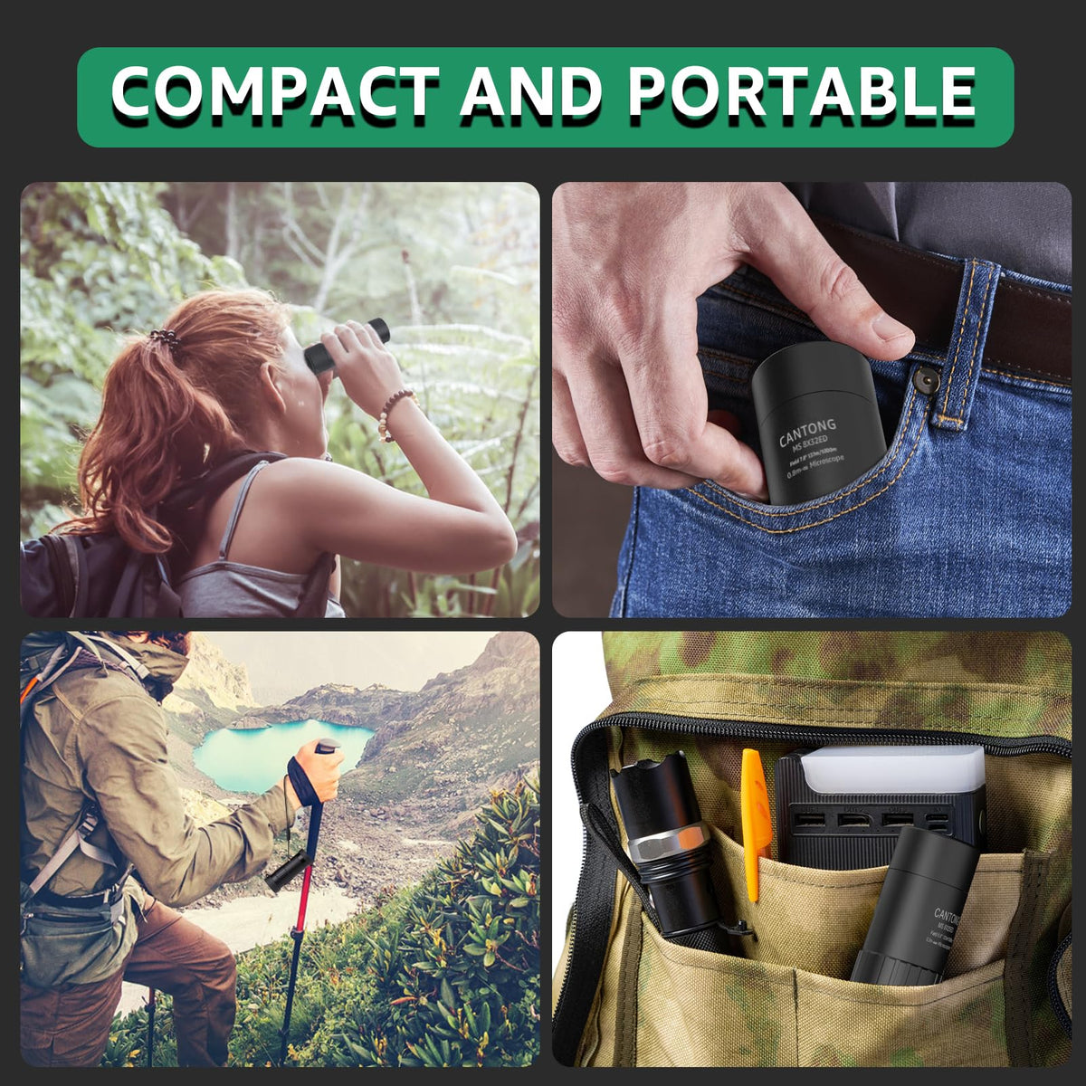 Cantong 8x32mm monocular twist-up eyecup for comfortable viewing with or without glasses