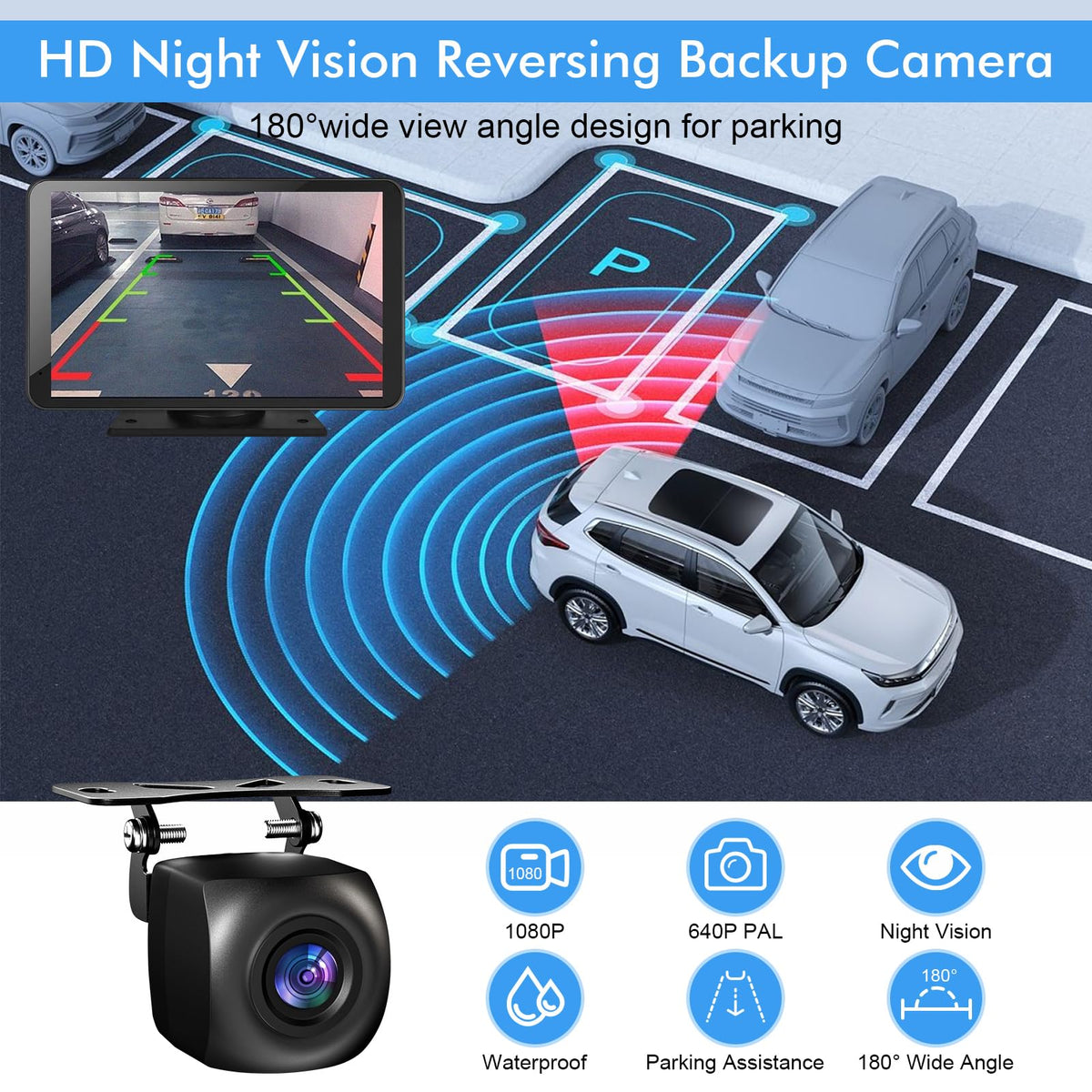 Capapro backup camera close-up with waterproof housing for reliable night vision
