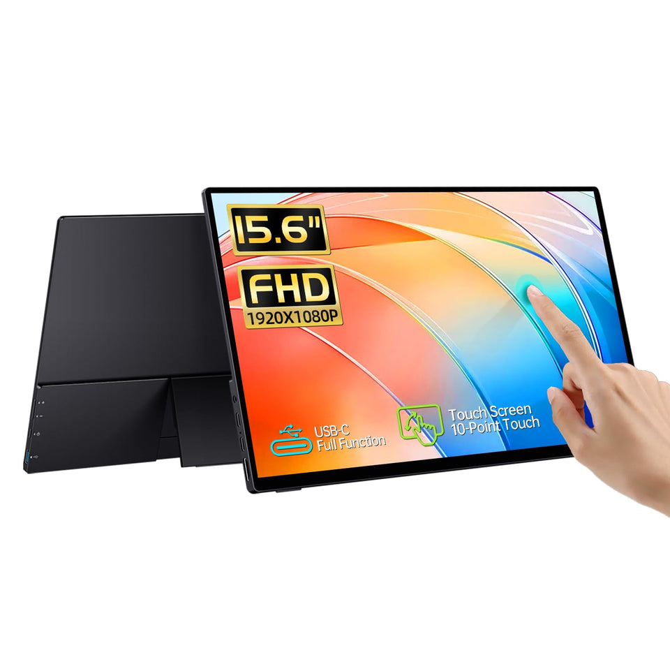 CAPERAVE 15.6-inch portable monitor front view with vivid FHD display for on-the-go productivity.