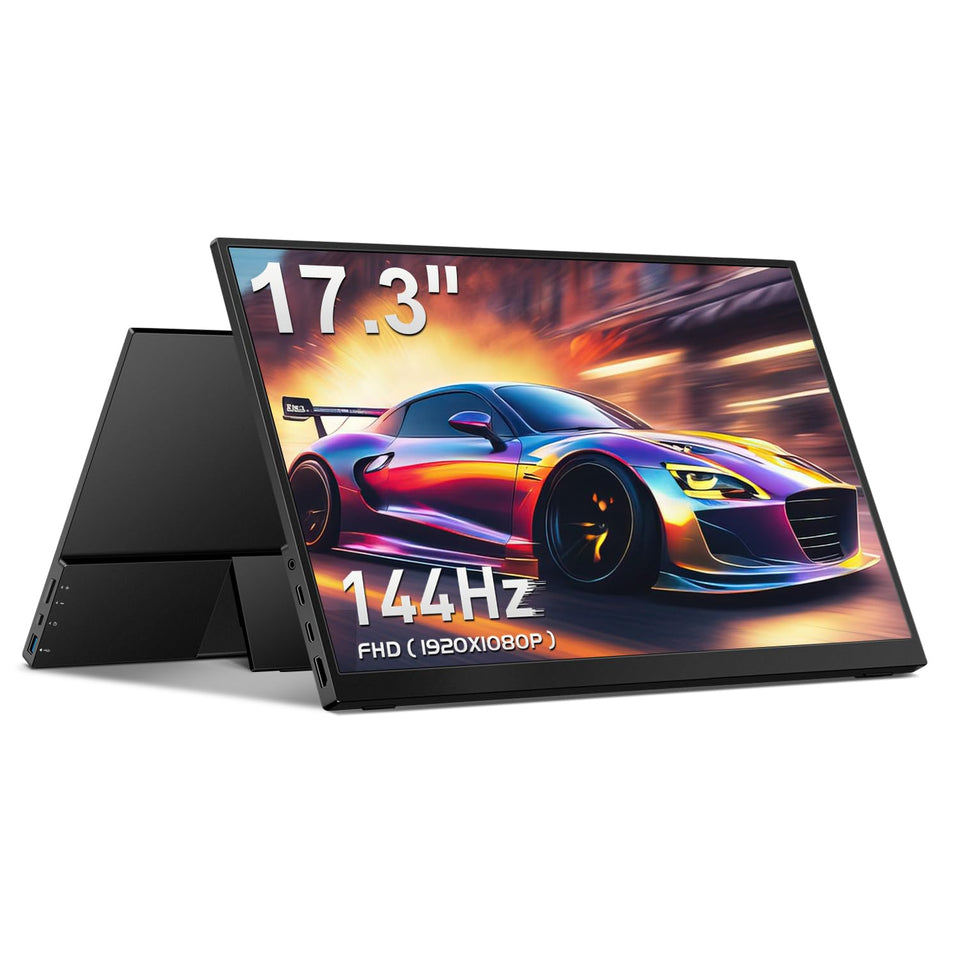 CAPERAVE portable monitor front view shows a 17.3-inch display for on-the-go productivity.