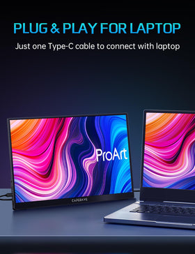 CAPERAVE portable monitor aluminum body, durable and lightweight for travel.