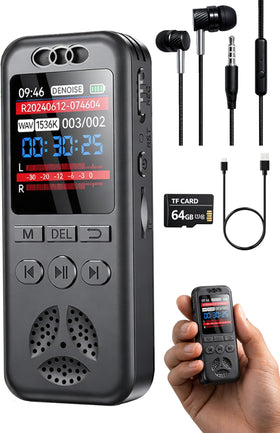 Cappsu 64GB voice recorder close-up highlighting clear audio capture