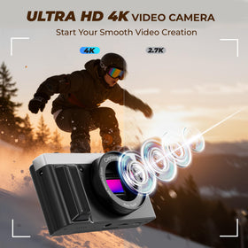 Captainbear compact camera with 180° flip screen ideal for vlogging selfies.
