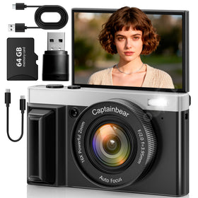 Captainbear 4K camera captures crisp 64MP images for travel photography.