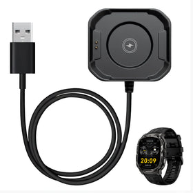 Carbinox USB charger front view powering Carbinox smartwatch quickly