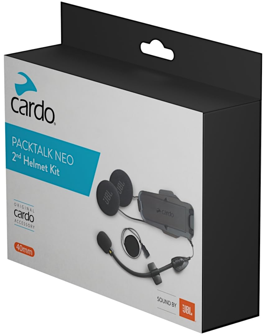 Cardo Packtalk Neo JBL Second Helmet Kit delivers clear JBL sound for a second helmet
