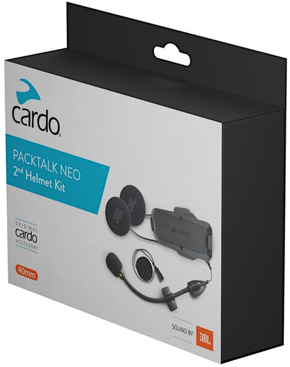 Cardo Packtalk Neo JBL Second Helmet Kit delivers clear JBL sound for a second helmet
