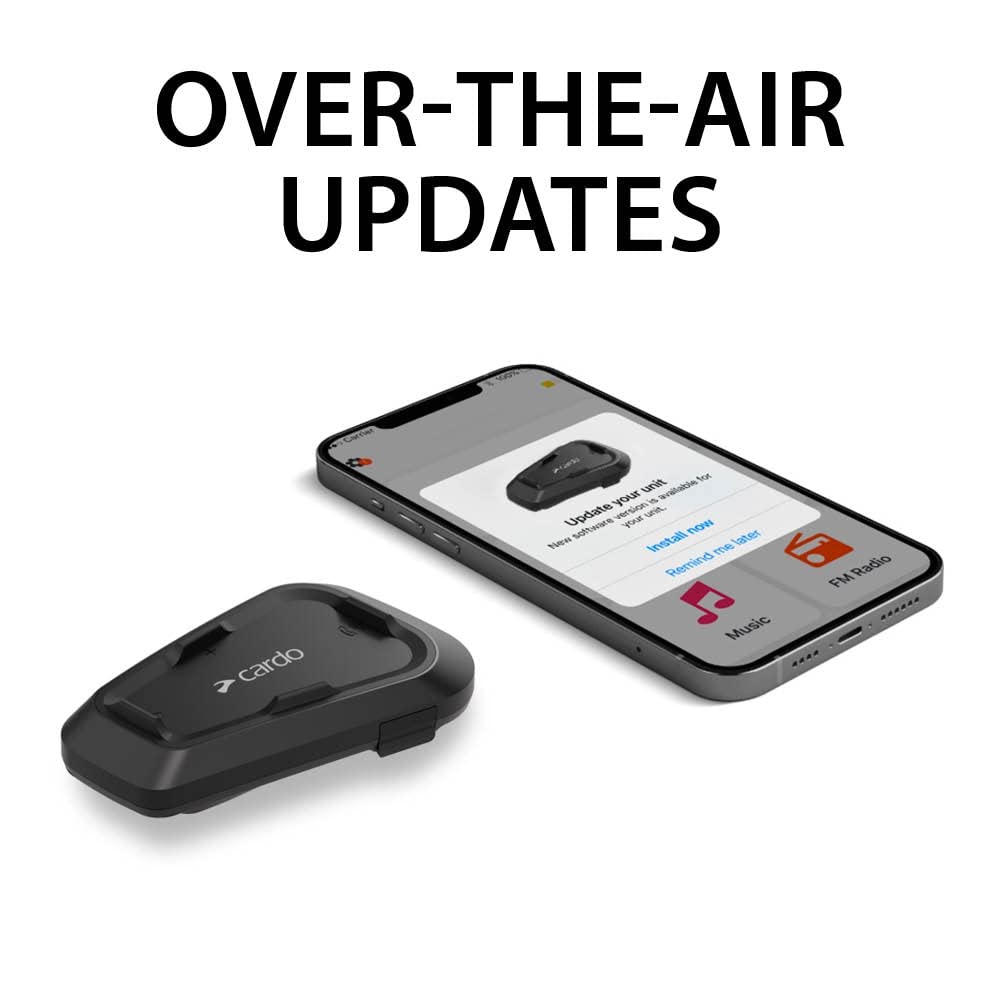 Cardo Spirit connected with Cardo Connect app for easy setup.
