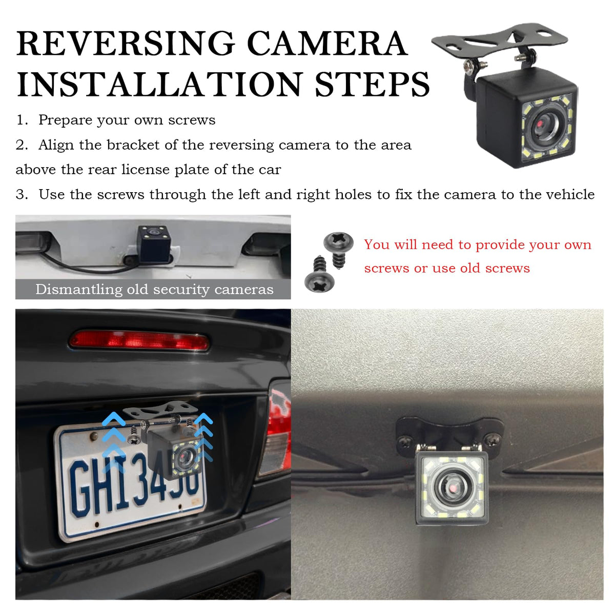 Carleef 12V car system backup camera compatible with 12V vehicles for universal use.