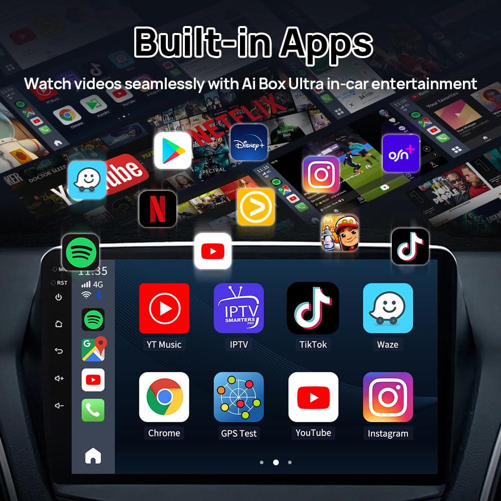 Carlinkit AI Box 4G connectivity via SIM or hotspot for streaming apps.