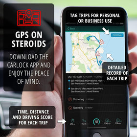 CARLOCK phone screen battery alert illustrating early-warning vehicle health